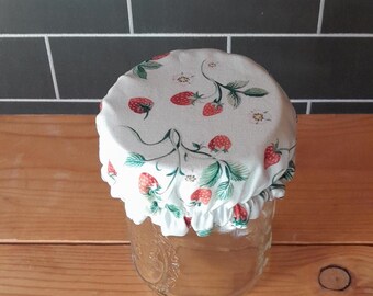 Waterproof lined Mason Jar Covers ~ Excellent Saran Wrap Replacement ~ Perfect for your sourdough starter!