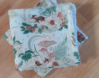 Toallas de tela sin papel, sin residuos: Juego de 2, 4 u 8 unidades ~ Lavables y secables a máquina. Sin broches de plástico. ~ Parte superior de tela de algodón + tela de rizo absorbente 100% algodón.