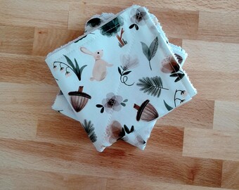 Zero Waste Unpaper towels ~ Set of 2 OR 4 ~ Machine Wash & Dry NO Plastic Snaps Cotton Fabric top + absorbent 100% cotton terry cloth towel