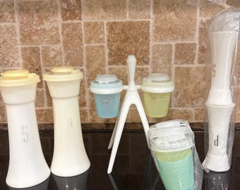 Vintage Tupperware Salt & Pepper Shakers 3 New Old Stock 1 Used