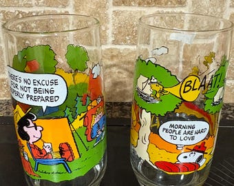 Pair 1983 Camp Snoopy Collection Character Glasses McDonalds