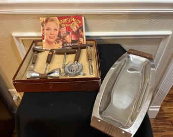 Mid Century Modern Bar Tool Set with Kromex Tray: NOS Japan