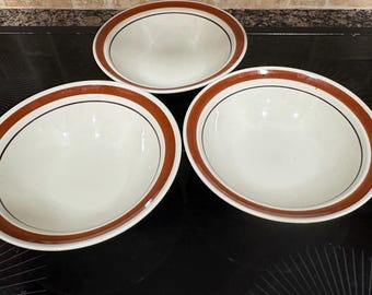 Set of 3 Stoneware Cereal Bowls Made In Japan