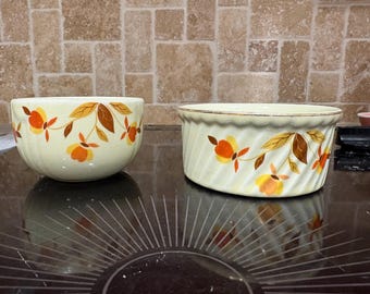 Halls Superior Autumn Leaf Pattern Custard Bowl & Ramikan