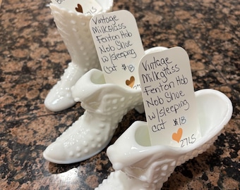 White Milkglass Fenton Shoes and Boot
