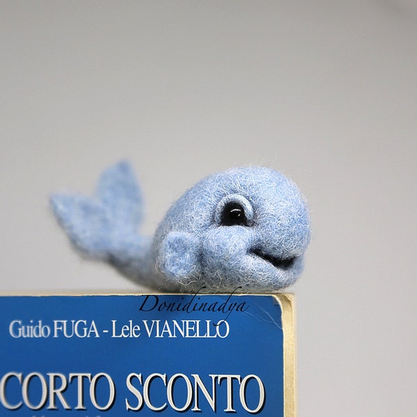 Whale needle felted bookmark.