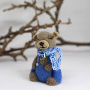 Needle felted bear Misha. OOAK doll. Gift for him, gift for her. Birthday gift. Housewarming gift. image 1