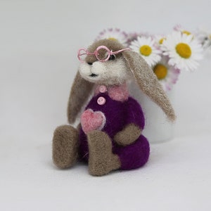 Bunny Alessia  needle felted collectible OOAK doll.