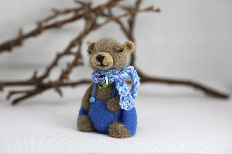 Needle felted bear Misha. OOAK doll. Gift for him, gift for her. Birthday gift. Housewarming gift. image 5