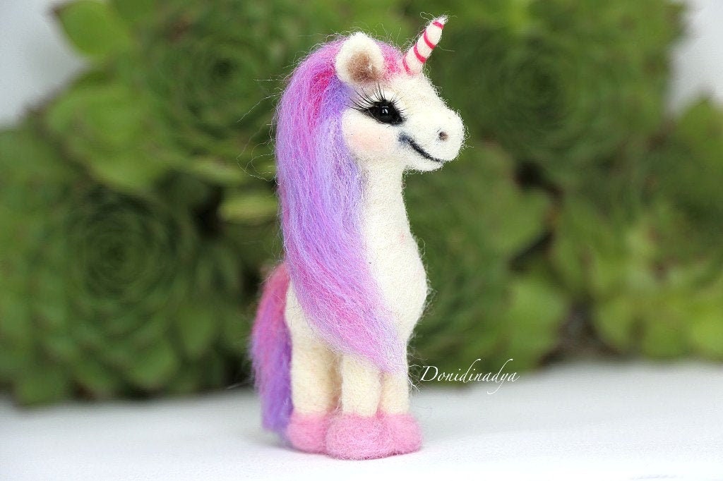 Unicorn Pen Pencil Topper Hand Made Felted Wool 