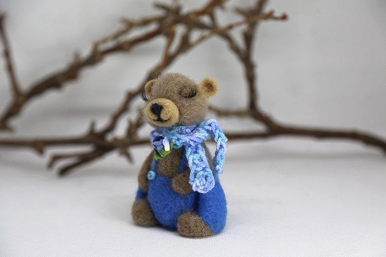 Needle felted bear Misha. OOAK doll. Gift for him, gift for her. Birthday gift. Housewarming gift. image 7