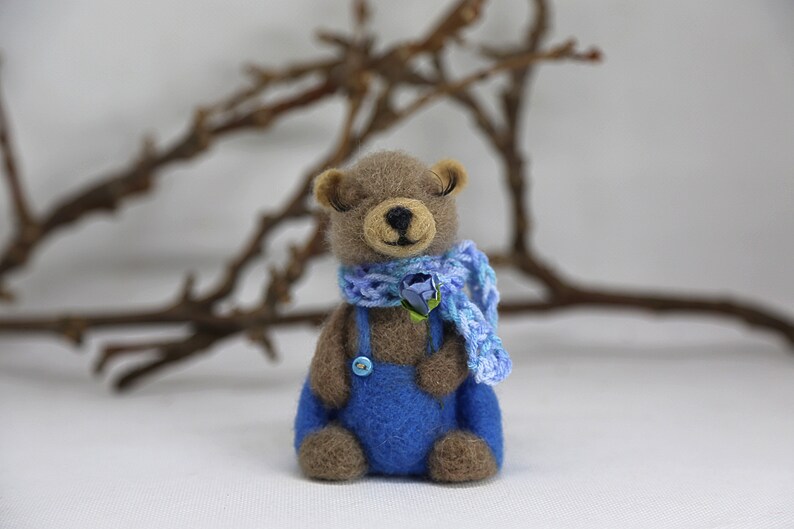 Needle felted bear Misha. OOAK doll. Gift for him, gift for her. Birthday gift. Housewarming gift. image 3