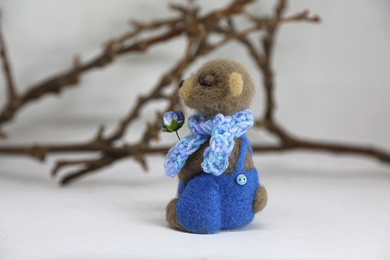 Needle felted bear Misha. OOAK doll. Gift for him, gift for her. Birthday gift. Housewarming gift. image 8