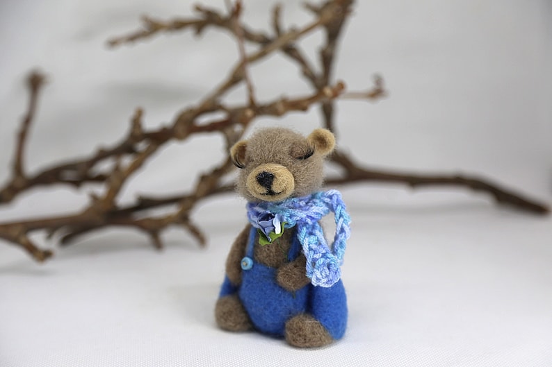 Needle felted bear Misha. OOAK doll. Gift for him, gift for her. Birthday gift. Housewarming gift. image 1