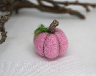 Small needle felted pumpkin #6. Pink Halloween ornament, housewarming gift, home decor, wool pumpkin, gift for her