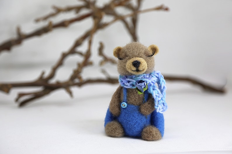 Needle felted bear Misha. OOAK doll. Gift for him, gift for her. Birthday gift. Housewarming gift. image 9