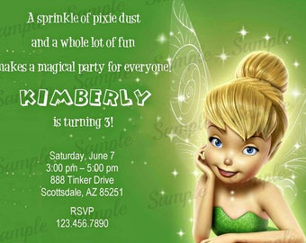 tinkerbell invitation etsy tinkerbell personalized invitations