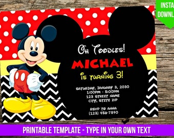 Mickey Mouse Invites Etsy