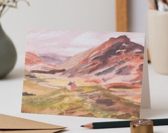 Braemar Scotland Card - Illustrated Mountain Bothy Nature Landscape