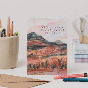 Wishing You a Life of Joy & Adventures Hochzeitskarte - Bergabenteuer Hochzeitskarte - Naturlandschaft Hochzeitskarte