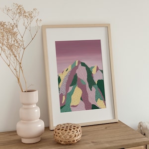 Abstract Mountain Print Purple Mountain Print Mont Blanc Print France Alps Print French Alps Print image 1