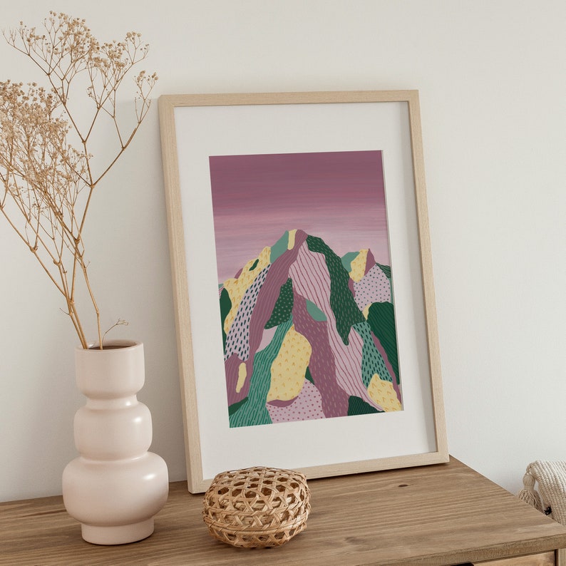 Abstract Mountain Print Purple Mountain Print Mont Blanc Print France Alps Print French Alps Print image 1