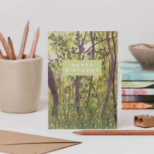 Summer Woodland Birthday Card - Nature Birthday Card - Forest Landscape Birthday Card