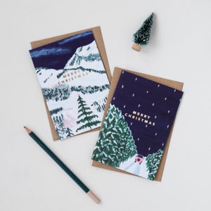 Snowy Christmas Card Set with Gold Foil Lettering image 2