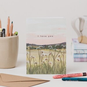 Carte du coucher du soleil du Derbyshire, je t'aime / Carte de la Saint-Valentin / Carte d'anniversaire / Carte de mari / Carte de femme / Carte de petit ami / Carte de petite amie