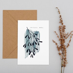 Cartes de Noël gui / Carte de Noël / Pack de cartes de Noël / Noël botanique / Set de cartes de Noël / Cartes de Noël aquarelles
