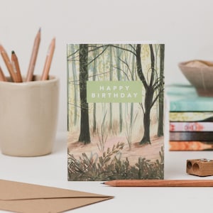 Spring Woodland Birthday Card - Nature Birthday Card - Forest Landscape Birthday Card