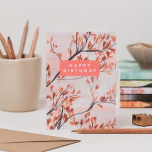 Carte d'anniversaire feuilles d'automne - carte d'anniversaire nature - carte d'anniversaire arty