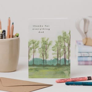 Carte de fête des pères arbre - Merci pour tout papa - carte de fête des pères nature paysage