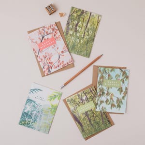 Lot de 5 cartes d'anniversaire Feuille - Cartes d'anniversaire nature