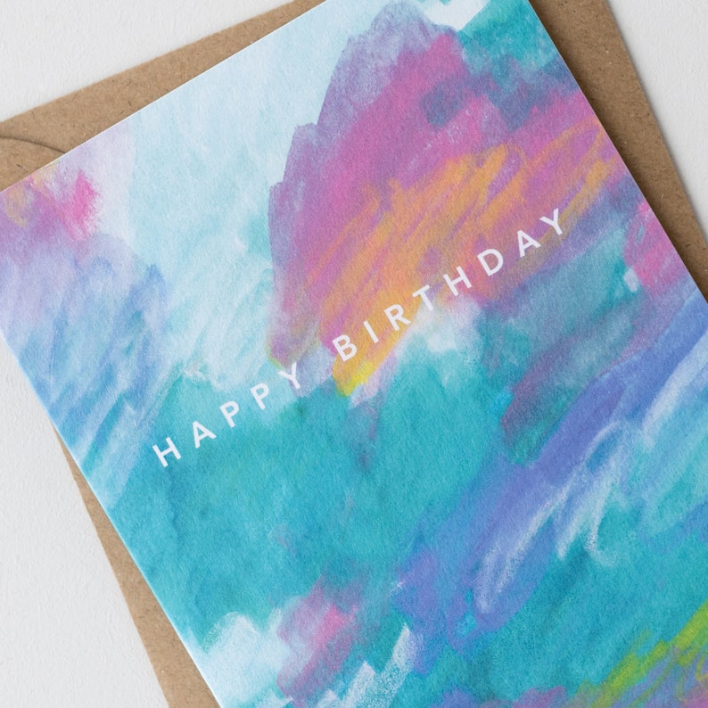 Birthday Card / Arty Birthday Card / Abstract Birthday Card / Colourful Birthday Card For Her / Pastel Wild Textures image 3