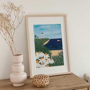 Northumberland Print - Lighthouse Print - Daisy Lighthouse, Northumberland Coast Print