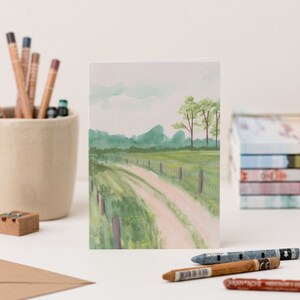 Illustrated Landscape Card - Oxfordshire Countryside Art Card