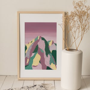 Abstract Mountain Print Purple Mountain Print Mont Blanc Print France Alps Print French Alps Print image 2