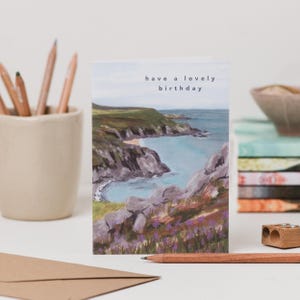 Carte d'anniversaire Cornwall Beach - Have a Lovely Birthday Card - carte d'anniversaire nature - carte d'anniversaire Zennor Head paysage