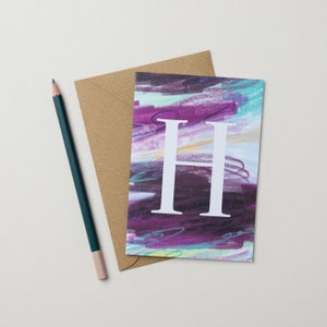 Carte alphabet lettre H - Textures arty violettes