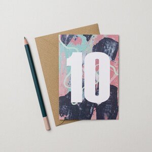 10.Geburtstagskarte - rosa blaue Arty-Texturen