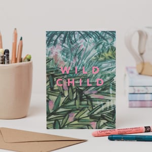 Carte botanique enfant sauvage - carte d'encouragement - carte d'anniversaire amateur de plantes