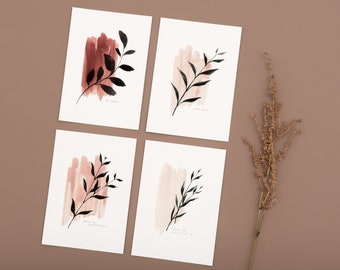 Botanical Print Set / Botanical Wall Art / Abstract Leaf Set / Botanical Art Prints / Quote Prints / Watercolour Leaves - CLEARANCE