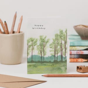 Hedgerow Trees Birthday Card - Nature Birthday Card - Countryside Landscape Birthday Card