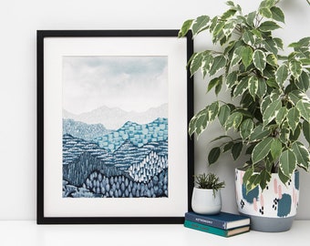 Mountain Art Print / Abstract Mountains Art / Abstract Art Print / Abstract Wall Art / Mountain Abstract Print / Watercolour Abstract