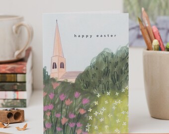 Church Flowers Easter Card - Illustrated Floral Spring Art