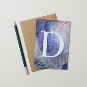 Carte alphabet lettre D - Textures arty violettes