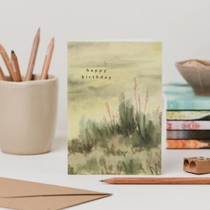 Carte d'anniversaire prairie - carte d'anniversaire nature - carte d'anniversaire campagne paysage