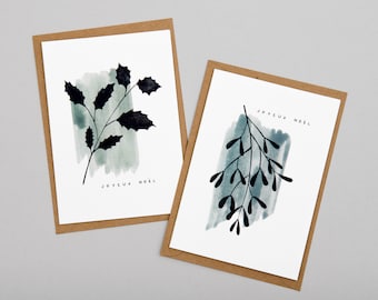 Christmas Cards Pack / Christmas Card / Holly Christmas Cards / Botanical Christmas / Christmas Card Set / Watercolour Christmas Cards