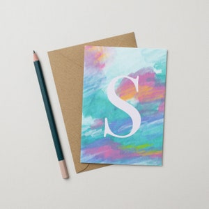 Carte alphabet lettre S - Textures pastel arty